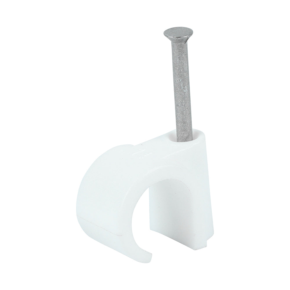 Round Cable Clip White - To fit 14.0mm | Box of 100