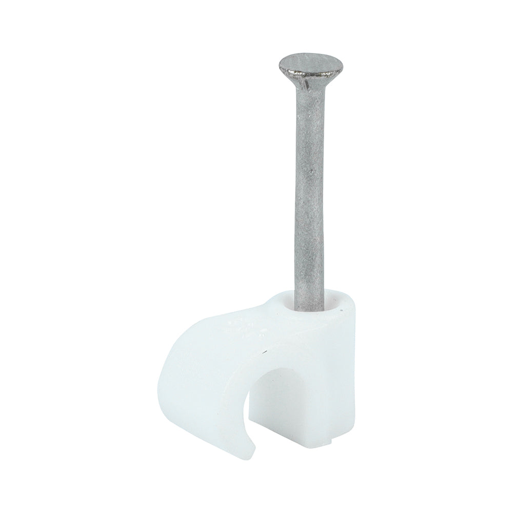 Round Cable Clip White - To fit 6.0mm | Box of 100