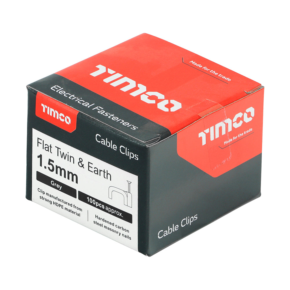 Flat Twin&Earth Cable Clip GRY - To fit 1.5mm | Box of 100