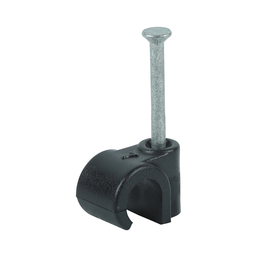 Round Cable Clip Black - To fit 7.0mm | Box of 100