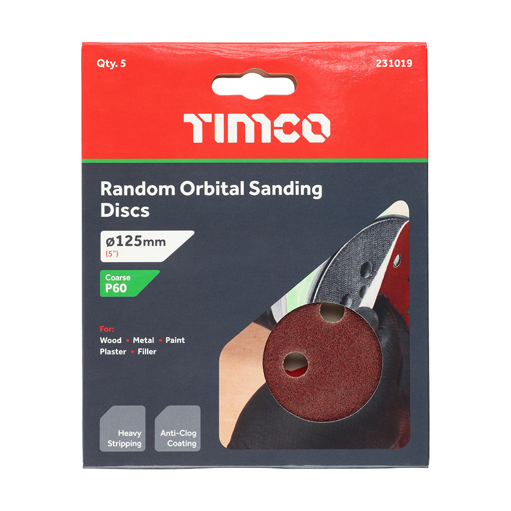 Orbital Sanding Discs P60 - 125mm | Pack of 5