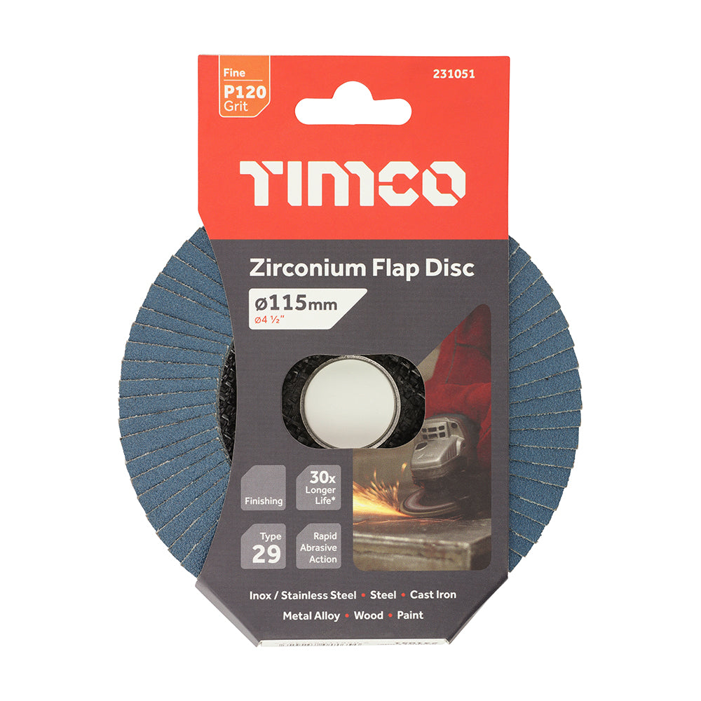 Zirconium Flap Disc P120 - 115 x 22.23 | Pack