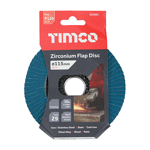 Zirconium Flap Disc P120 - 115 x 22.23 | Pack