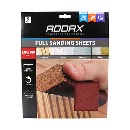 Sanding Sheets - Assorted - Red - 230 x 280mm - Pack of 5