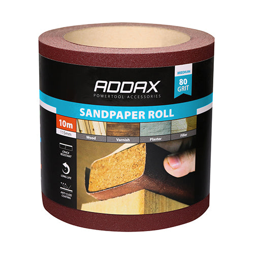 Sandpaper Roll - 60 Grit - Red - 115mm x 10m