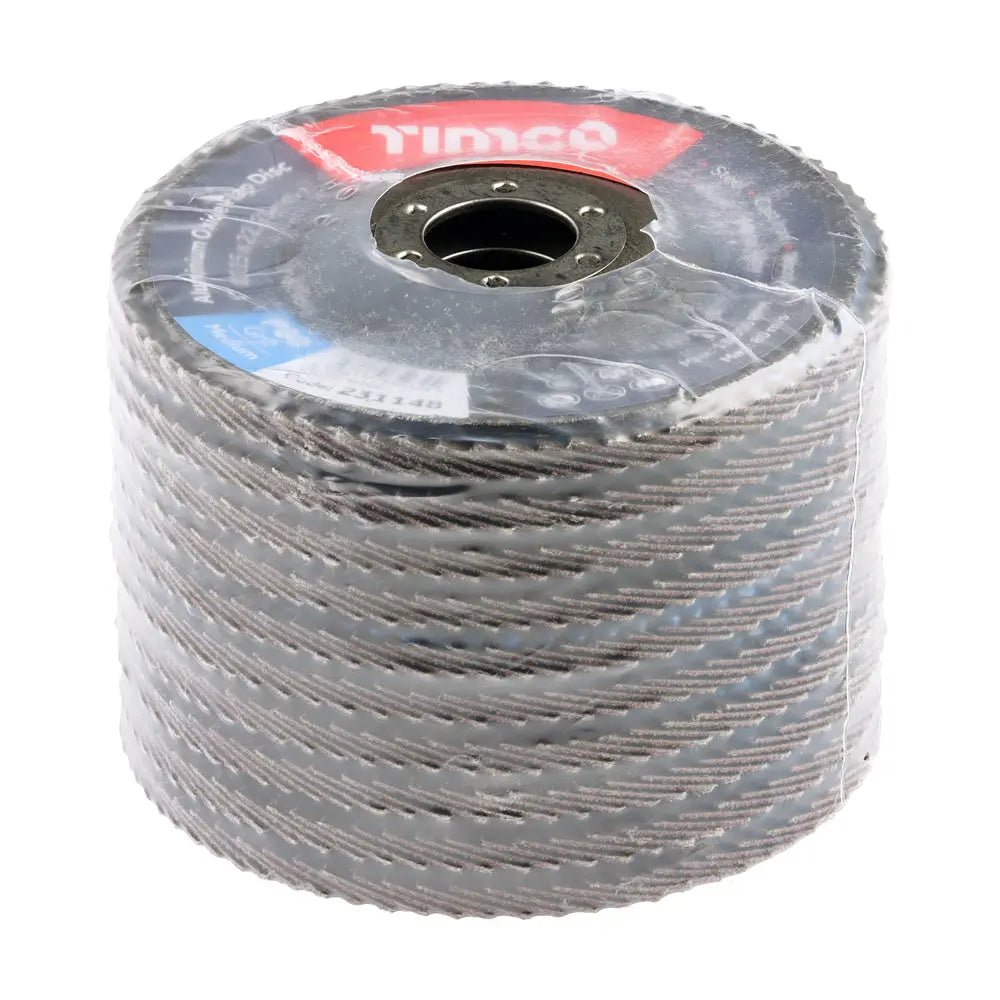 Timco Set of Flap Discs - Aluminium Oxide - Type 29 Conical - 80 Grit - 115 x 22.23 (Pack of 10) Timco