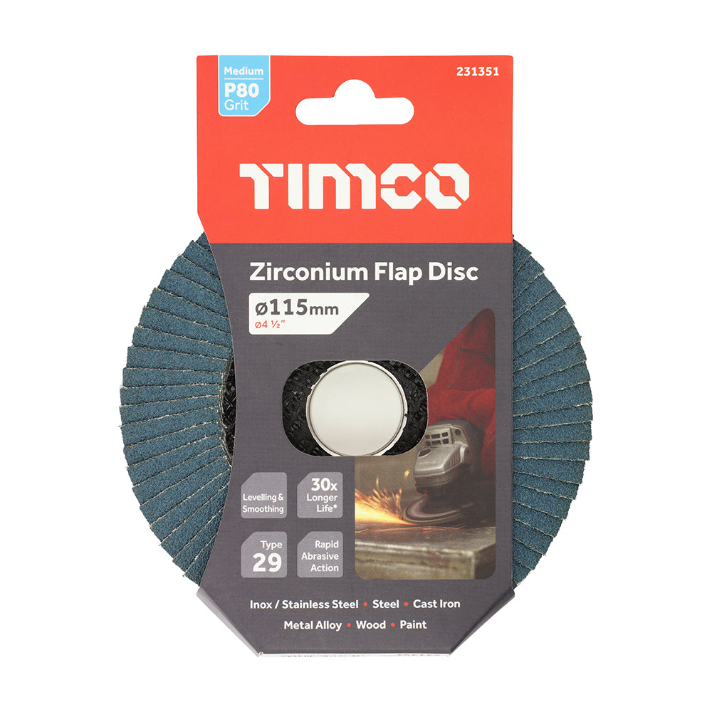 Zirconium Flap Disc P80 - 115 x 22.23 | Pack