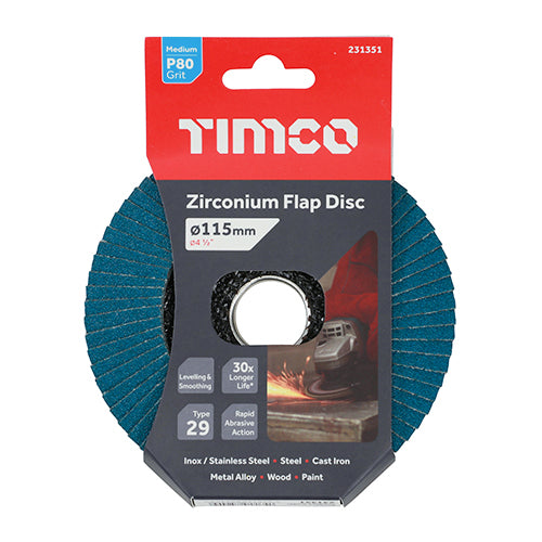 Zirconium Flap Disc P80 - 115 x 22.23 | Pack
