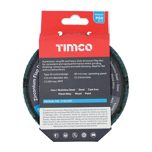 Zirconium Flap Disc P80 - 115 x 22.23 | Pack