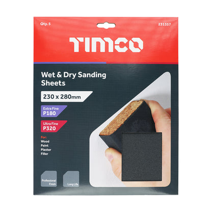 Wet & Dry Sanding Sheets - Assorted - Black - 230 x 280mm - Pack of 5