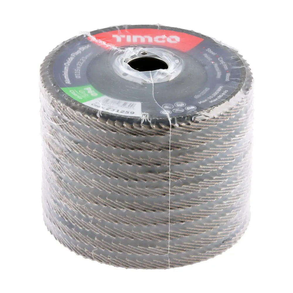 Timco Set of Flap Discs - Aluminium Oxide - Type 29 Conical - 60 Grit - 115 x 22.23 (Pack of 10) Timco