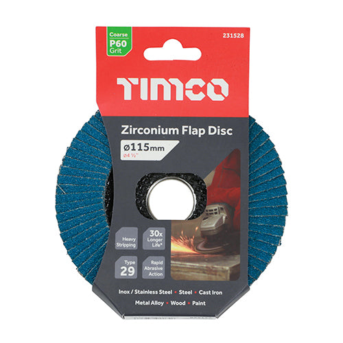 Zirconium Flap Disc P60 - 115 x 22.23 | Pack