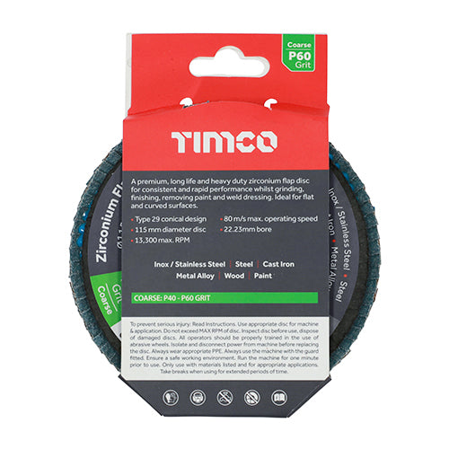 Zirconium Flap Disc P60 - 115 x 22.23 | Pack
