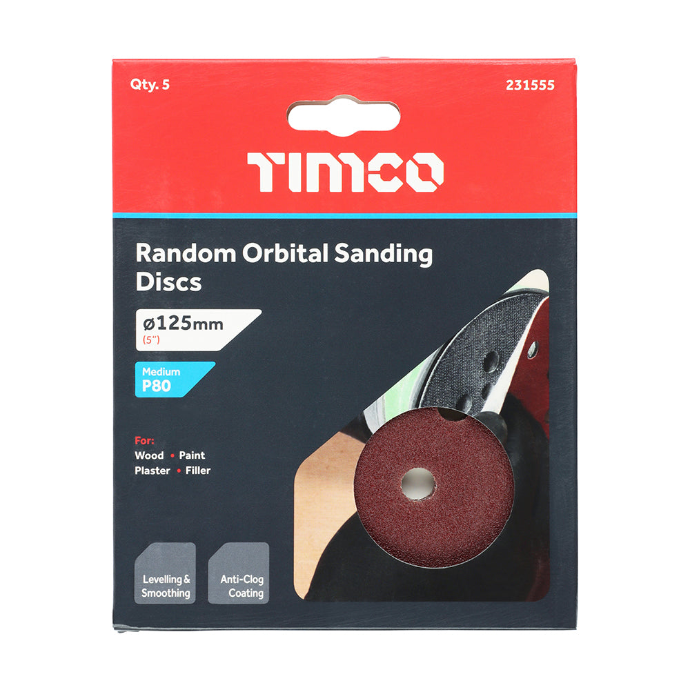 Orbital Sanding Discs P80 - 125mm | Pack of 5