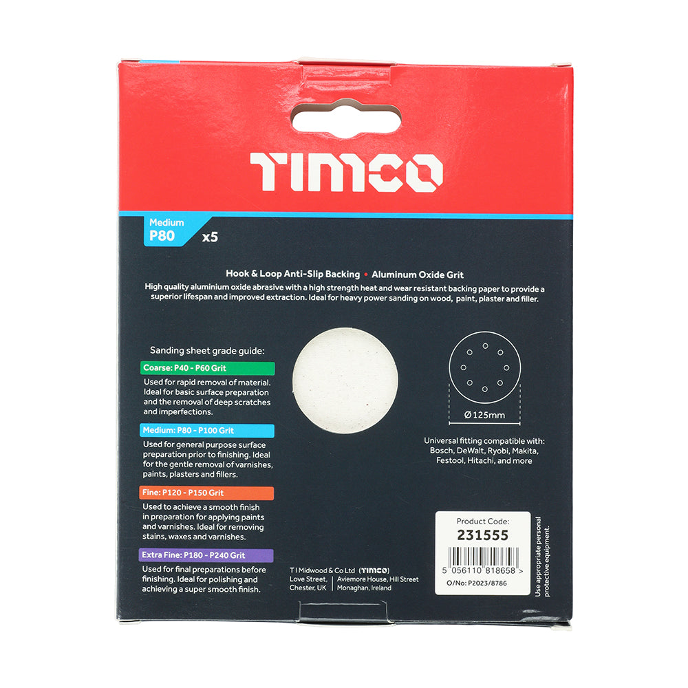 Orbital Sanding Discs P80 - 125mm | Pack of 5