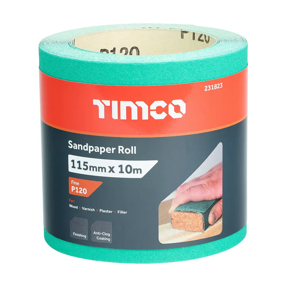 Timco Sandpaper Roll - 120 Grit - Green Timco