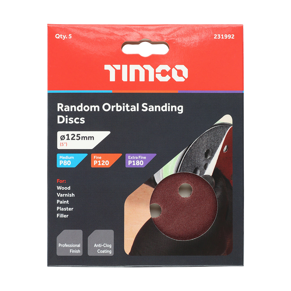 Orbital Sanding Discs Mix Set - 125mm (80/120/180) | Pack of 5