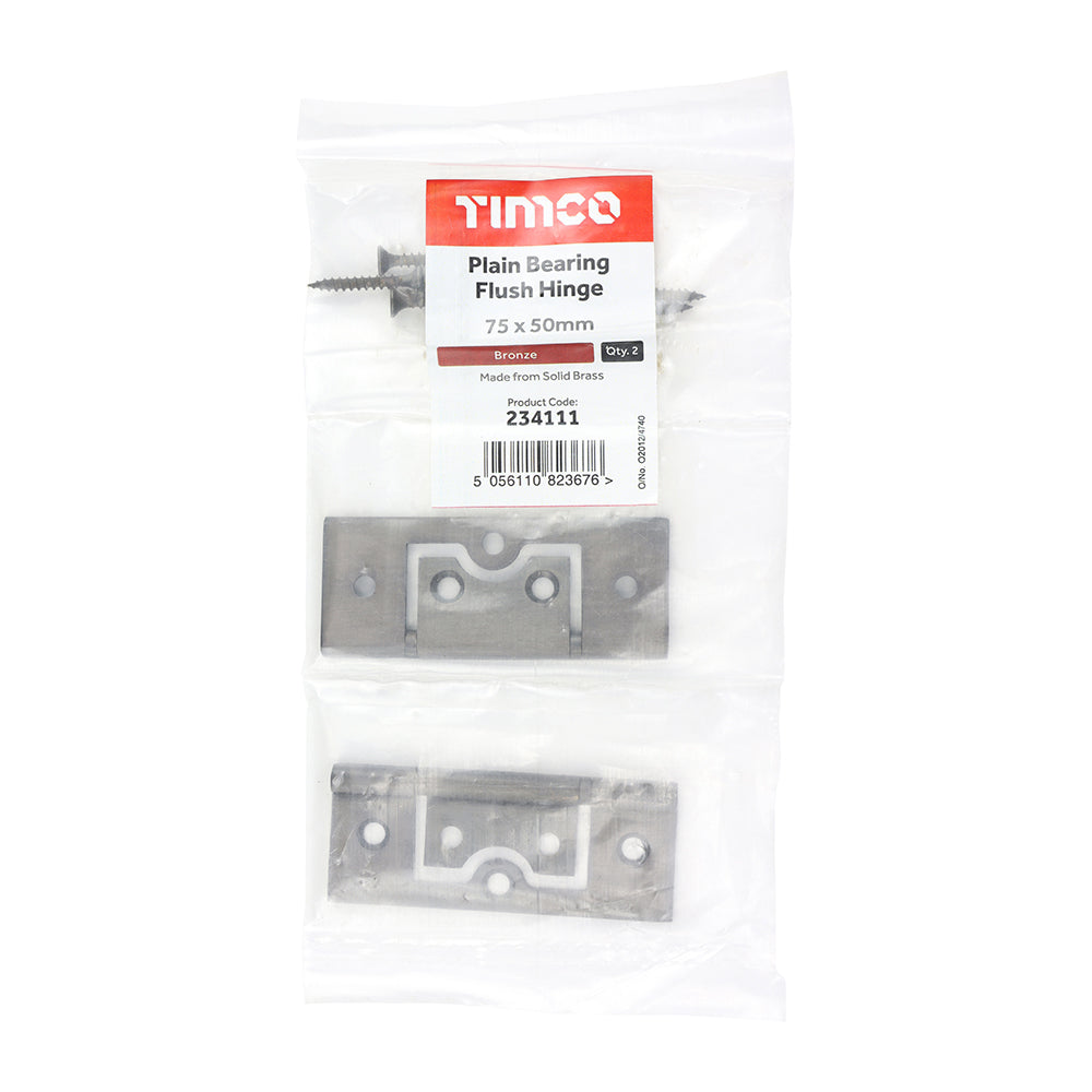 Plain Bearing Flush Hinge BRZ - 75 x 50 | Bag of 2