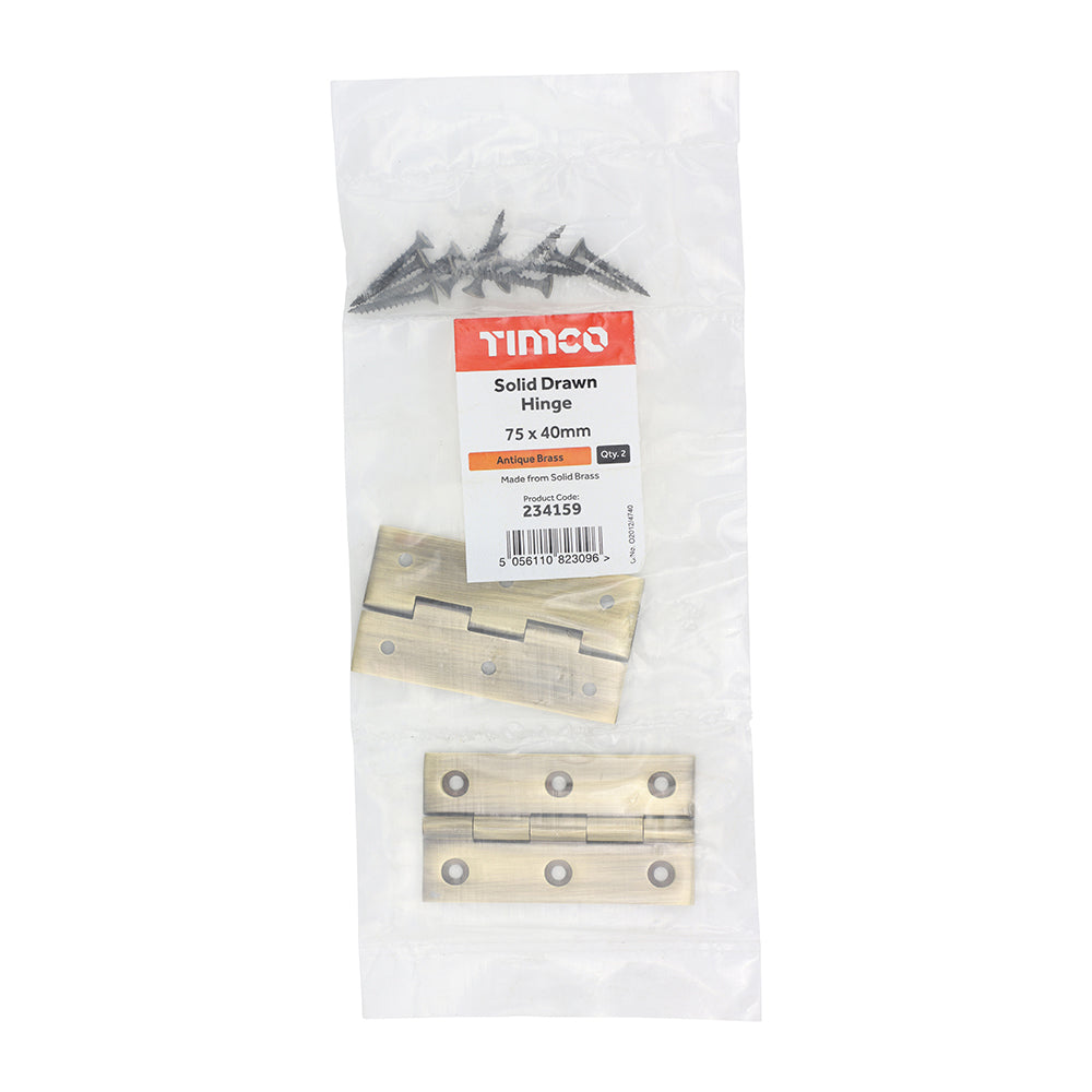 Solid Drawn Hinge AB - 75 x 40 | Bag of 2