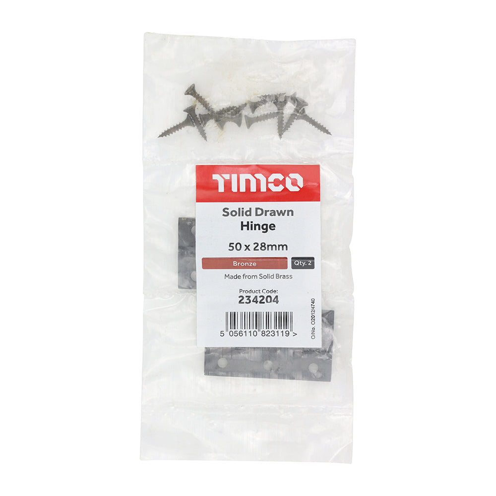 Solid Drawn Hinge BRZ - 50 x 28 | Bag of 2