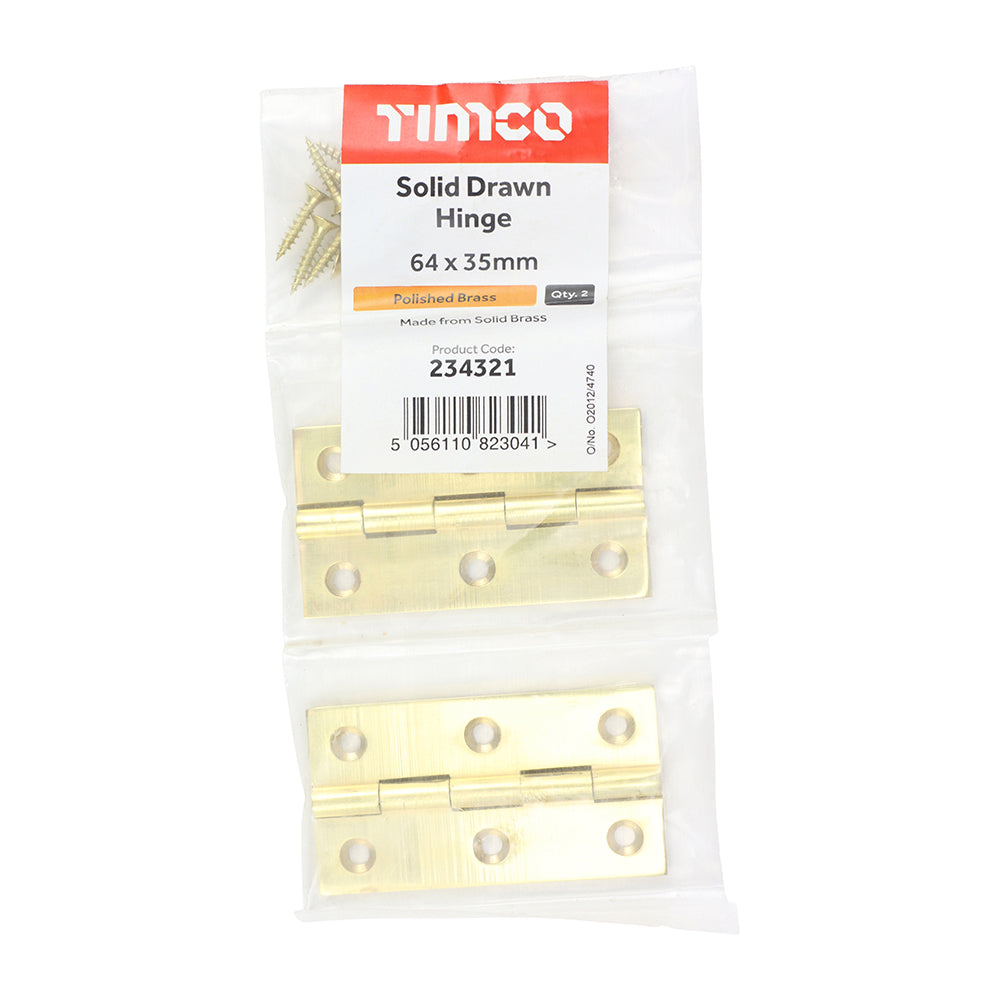 Solid Drawn Hinge PB - 64 x 35 | Bag of 2