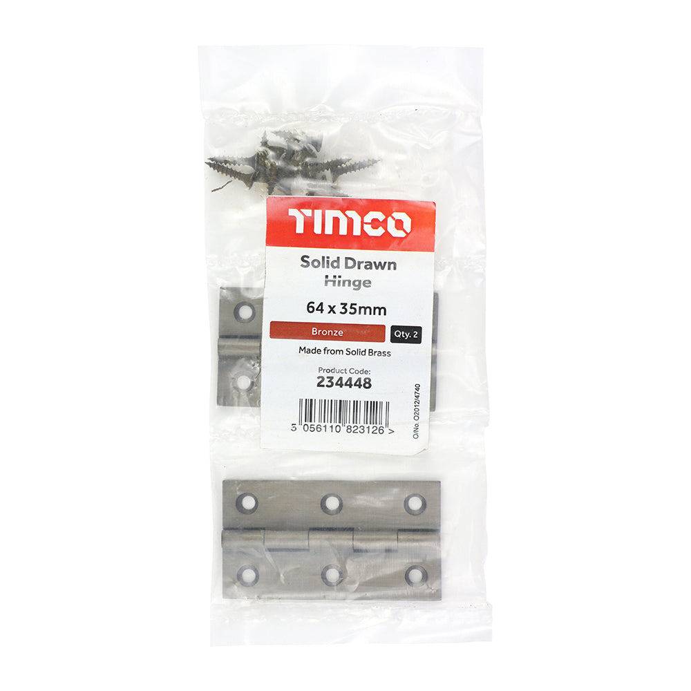 Solid Drawn Hinge BRZ - 64 x 35 | Bag of 2
