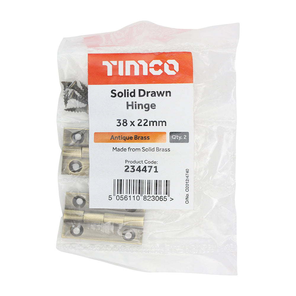 Solid Drawn Hinge AB - 38 x 22 | Bag of 2