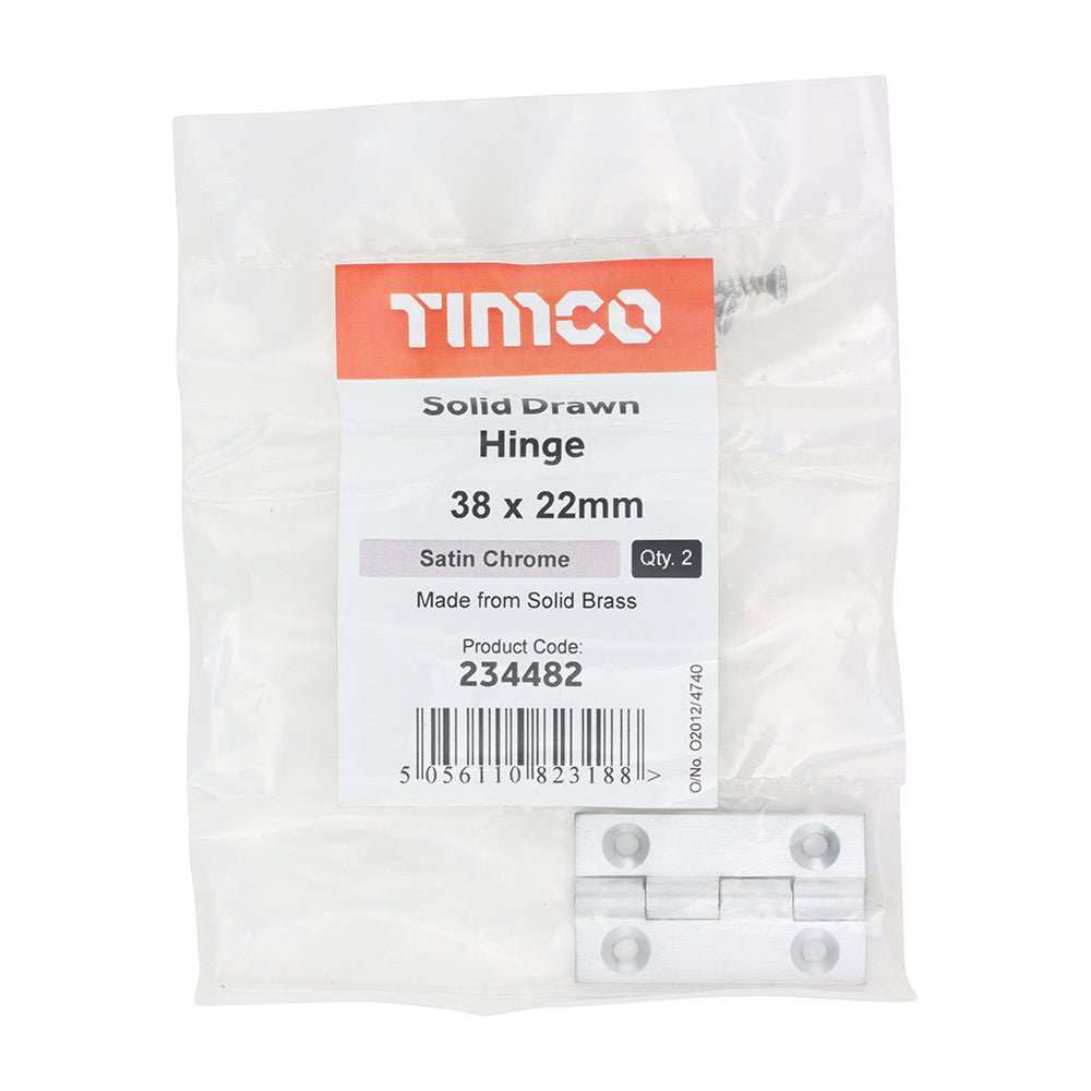 Solid Drawn Hinge SC - 38 x 22 | Bag of 2