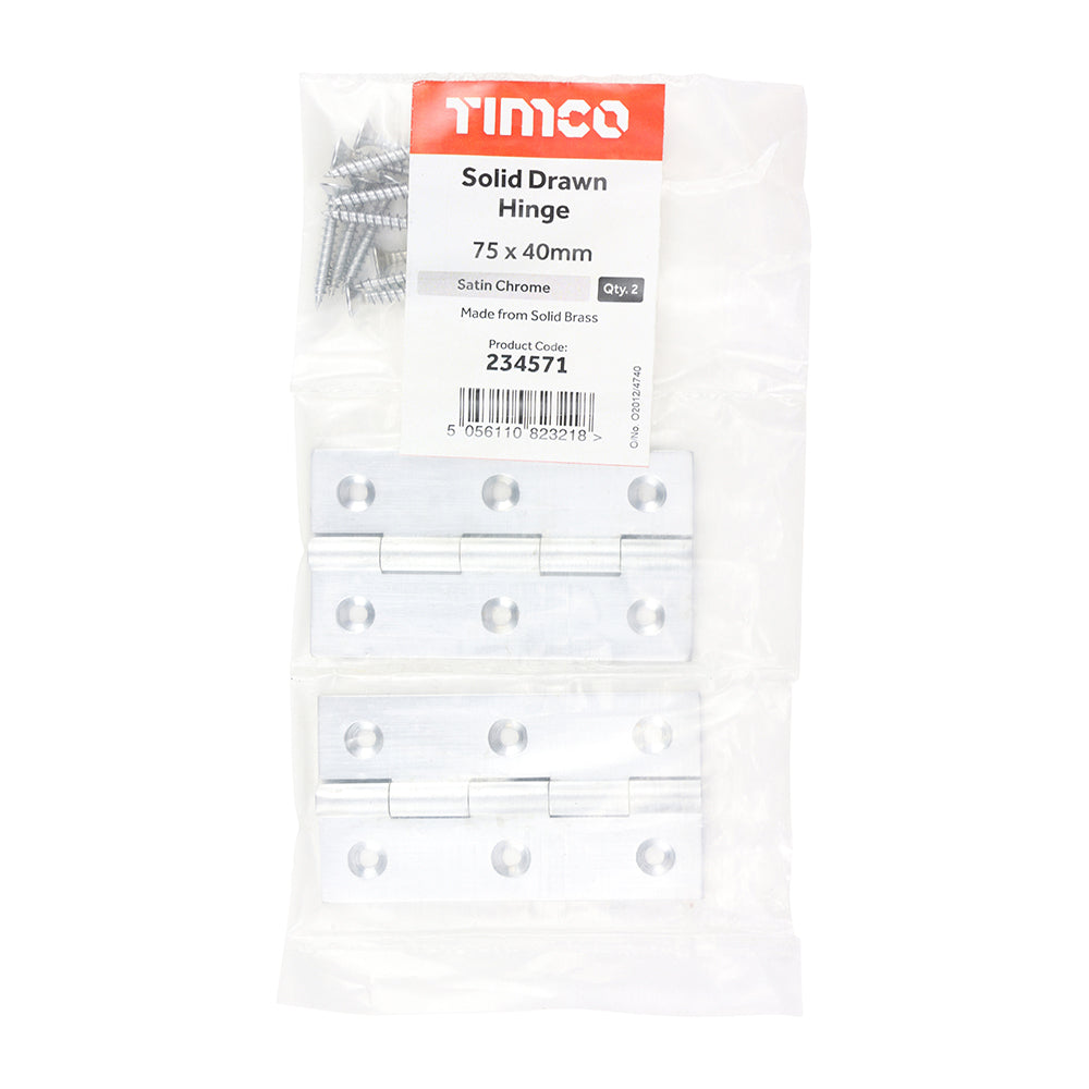 Solid Drawn Hinge SC - 75 x 40 | Bag of 2