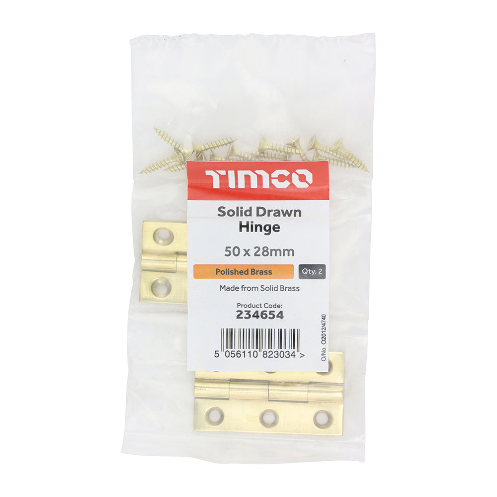 Solid Drawn Hinge PB - 50 x 28 | Bag of 2