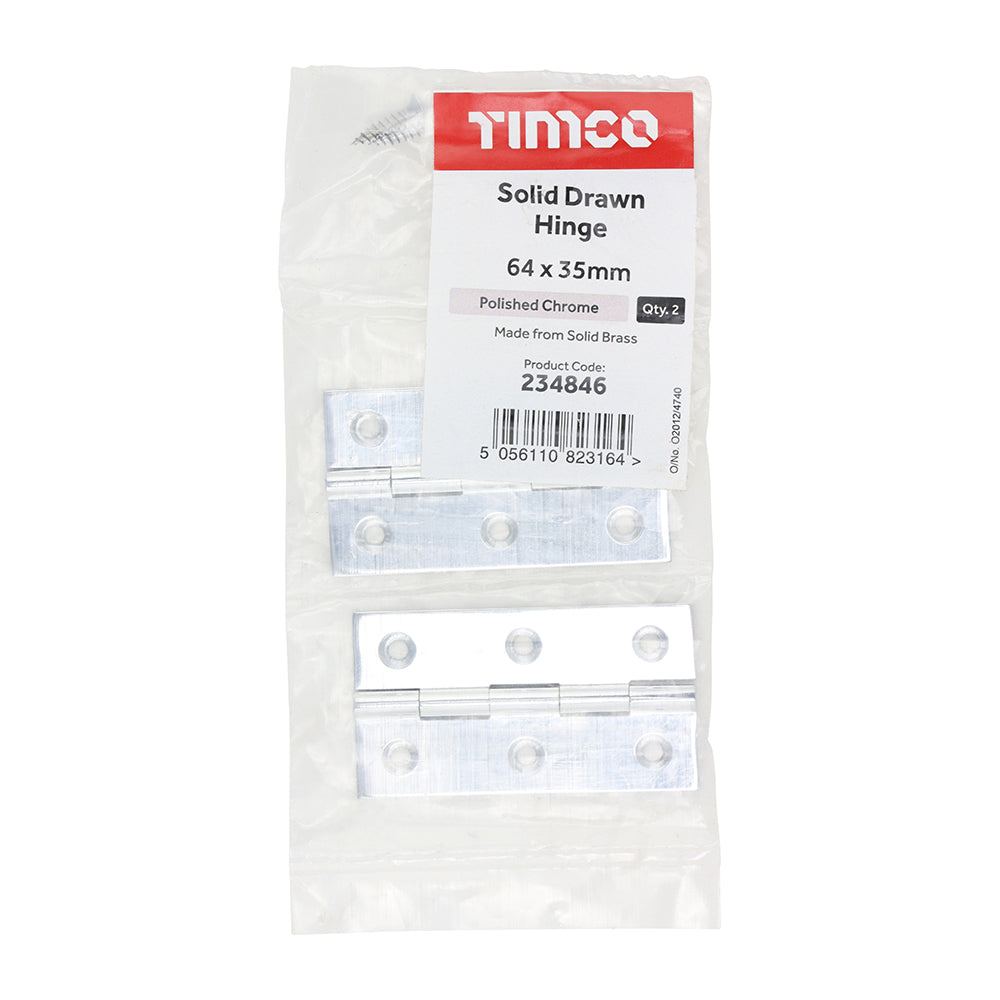 Solid Drawn Hinge PC - 64 x 35 | Bag of 2