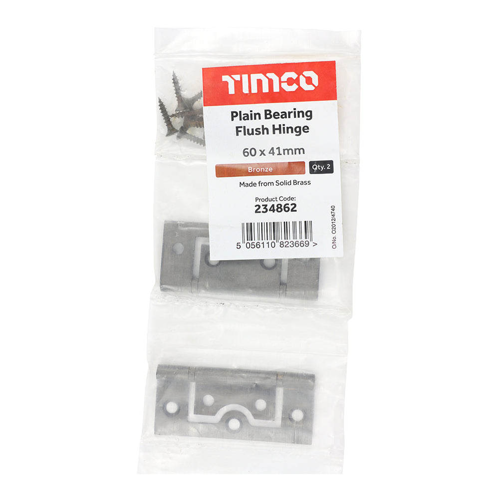 Plain Bearing Flush Hinge BRZ - 60 x 41 | Bag of 2