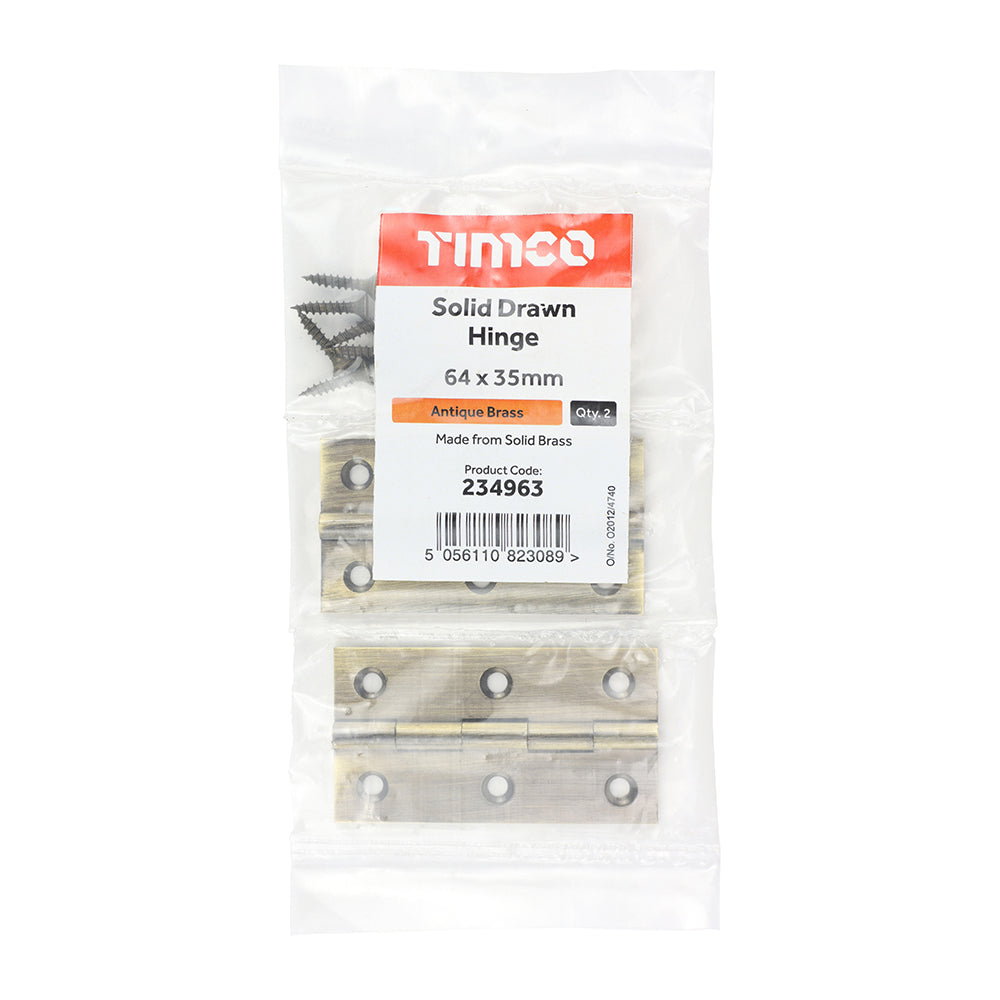Solid Drawn Hinge AB - 64 x 35 | Bag of 2