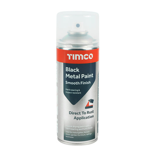 Timco Black Metal Paint - Smooth Finish 380ml