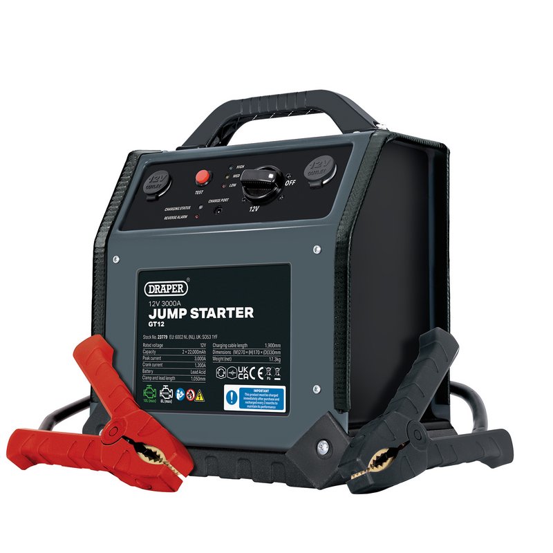 Draper 12V Jump Starter, 3000A