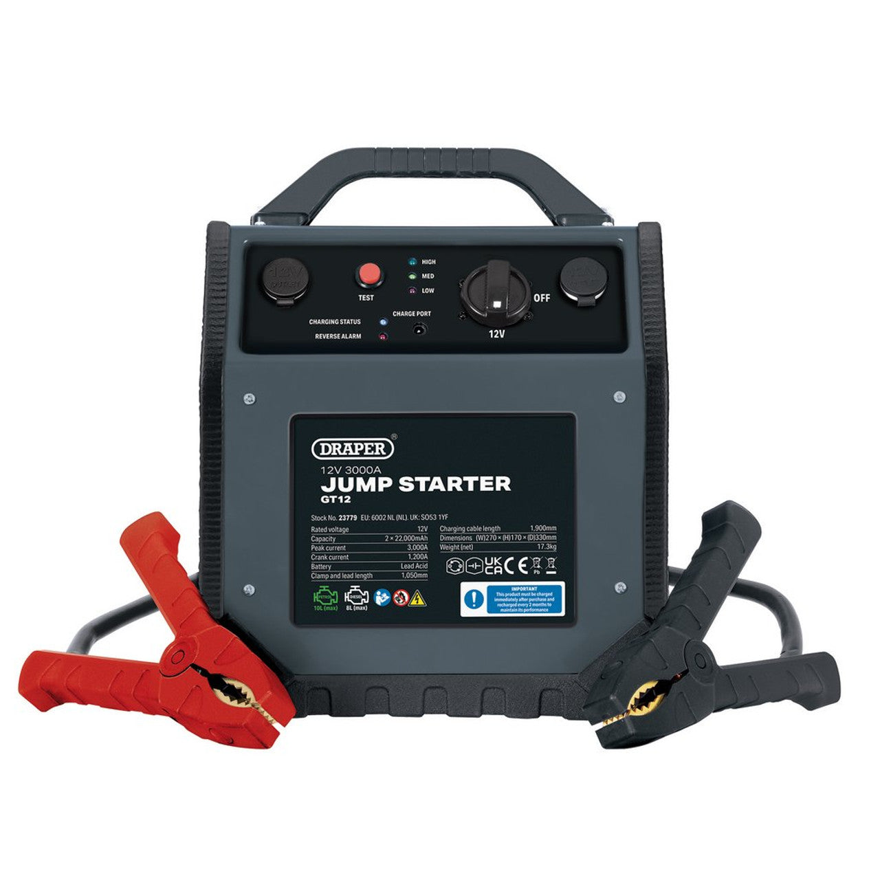 Draper 12V Jump Starter, 3000A