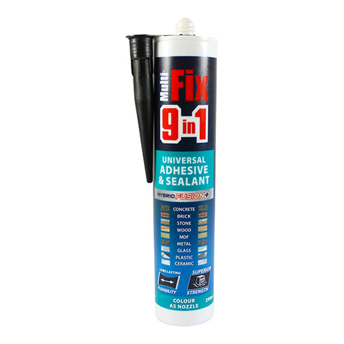 9 in 1 Universal Adhesive & Sealant - Black - Size 290ml - Colour Black - Viscosity Medium