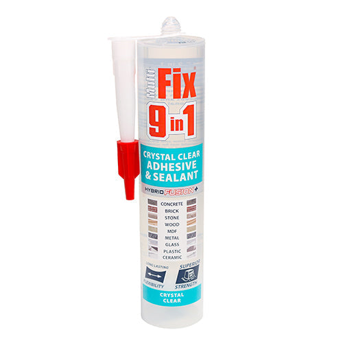 9 in 1 Adhesive & Sealant - Crystal Clear - Size 290ml - Colour Crystal Clear