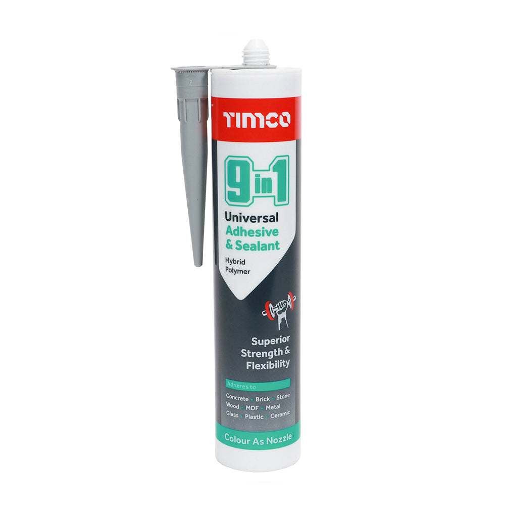 9 in 1 Universal Adhesive & Sealant - Grey - Size 290ml - Colour Grey - Viscosity Medium