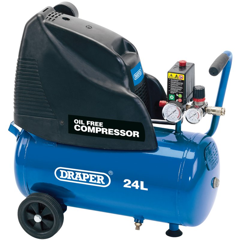 Draper 24L Oil-Free Direct Drive Air Compressor, 1.1kW/1.5hp