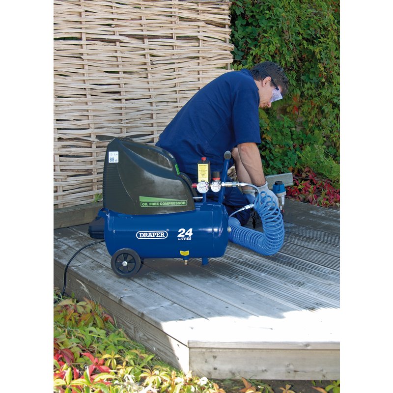 Draper 24L Oil-Free Direct Drive Air Compressor, 1.1kW/1.5hp