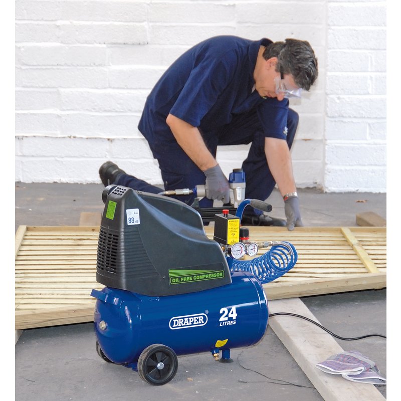 Draper 24L Oil-Free Direct Drive Air Compressor, 1.1kW/1.5hp