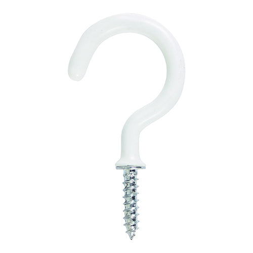 Round Cup Hook - White - 25mm | TIMpac of 6
