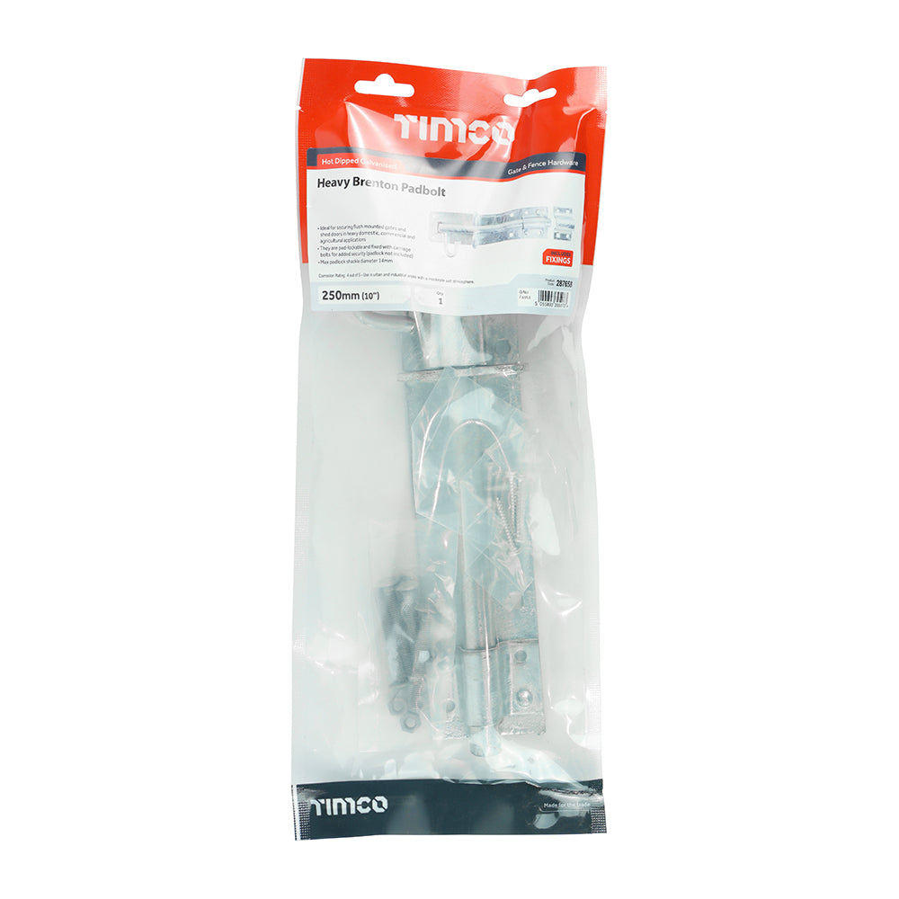 Heavy Brenton Padbolt HDG - 10" | Plain Bag
