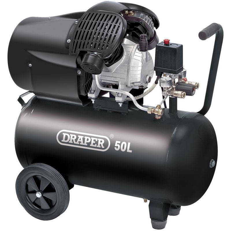 Draper 50L Direct Drive V-Twin Air Compressor, 2.2kW/3hp Draper Tools
