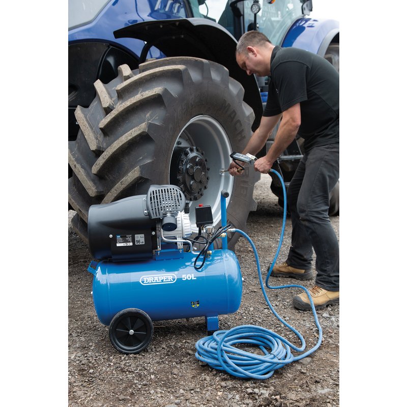 Draper 50L Direct Drive V-Twin Air Compressor, 2.2kW/3hp Draper Tools