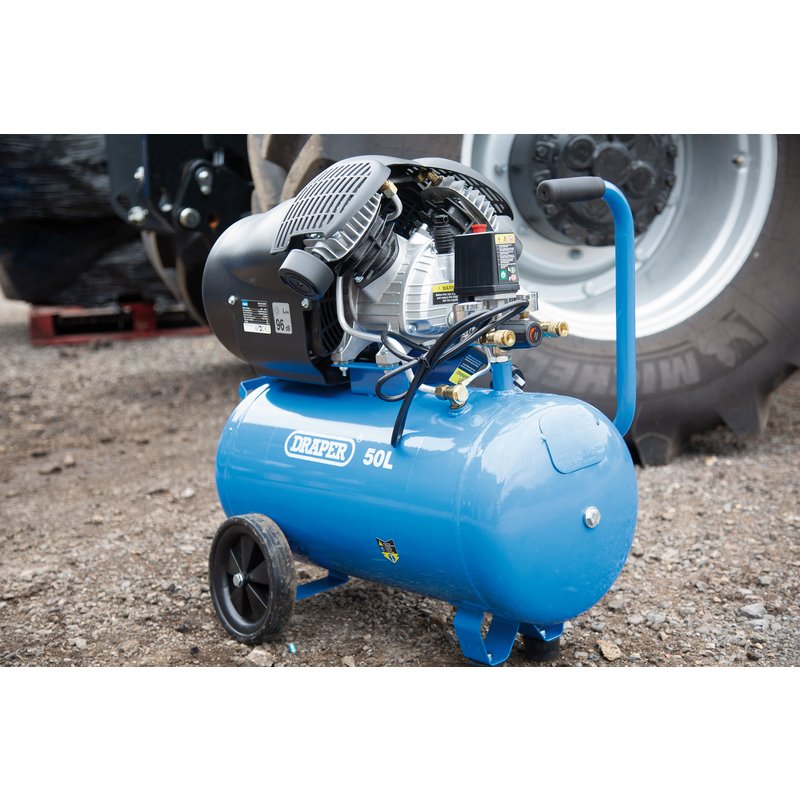 Draper 50L Direct Drive V-Twin Air Compressor, 2.2kW/3hp Draper Tools