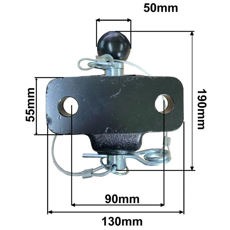 Tow Hitch Dual Extended Ball 3500kg Black