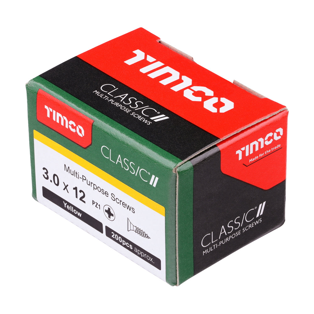 Classic Screw PZ1 CSK ZYP - 3.0 x 12 | Box of 200