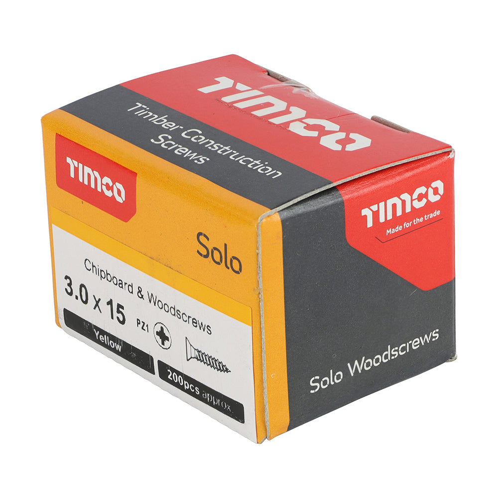 Solo Woodscrew PZ1 CSK ZYP - 3.0 x 15 | Box of 200